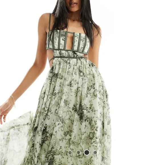 ASOS | Dresses | Asos Corset Detail Cut Out Strappy Midi